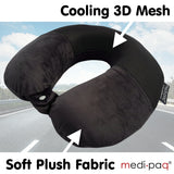 PREMIUM LUXURY Memory Foam Travel Neck Support Pillow - Combining Super Soft Velour & Breathable 3D Mesh Fabric