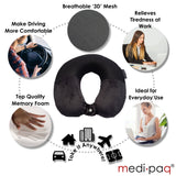 PREMIUM LUXURY Memory Foam Travel Neck Support Pillow - Combining Super Soft Velour & Breathable 3D Mesh Fabric