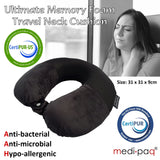 PREMIUM LUXURY Memory Foam Travel Neck Support Pillow - Combining Super Soft Velour & Breathable 3D Mesh Fabric