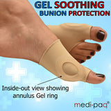 The All-New Proven Gel Protection Bunion Soothers  This, the latest in footcare products gives proven relief for painful toes distorted by GOUT, BUNIONS, ARTHRITIS or just years of hard work!