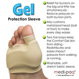 GEL Protection Sleeve - Cushions METATARSAL Head (Ball of Foot) - Plus Relief for BUNIONS on the Big and Little Toe Simultaneously