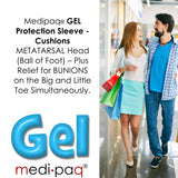 GEL Protection Sleeve - Cushions METATARSAL Head (Ball of Foot) - Plus Relief for BUNIONS on the Big and Little Toe Simultaneously