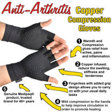 Anti ARTHRITIS Fingerless COPPER Compression Therapy Gloves