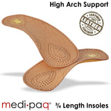 DELUXE Leather High Arch Support 3/4 Length Insoles