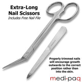 EXTRA LONG Toe Nail Chiropody Scissors PLUS Nail File