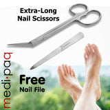 EXTRA LONG Toe Nail Chiropody Scissors PLUS Nail File