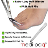 EXTRA LONG Toe Nail Chiropody Scissors PLUS Nail File