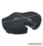 Medipaq®️ Cooling Gel Seat 100% Memory Foam Cushion - Coccyx Cut Out - Orthopaedic Tailbone Seat Pad For Sciatica, Back And Tailbone Pain - For Home, Office, Car and Yoga - (Black 3D Mesh)