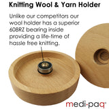 REVOLVING WOOL BALL HOLDER Keep Your Knitting KNOT FREE! With The Wooden Spinning Yarn Winder